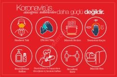 covit 19 posterleri Folyo-Forex - 35x50 - Kırmızı