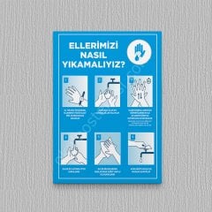 Ellerimizi Nasıl Yıkamalıyız Posteri Folyo-Forex - 35x50 - Kırmızı