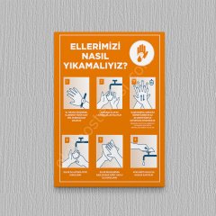 Ellerimizi Nasıl Yıkamalıyız Posteri Folyo-Forex - 35x50 - Kırmızı