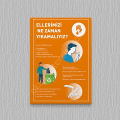 Ellerimizi Ne Zaman Yıkamalıyız Posteri Folyo-Forex - 35x50 - Kırmızı