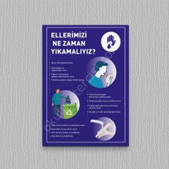 Ellerimizi Ne Zaman Yıkamalıyız Posteri Folyo-Forex - 35x50 - Kırmızı